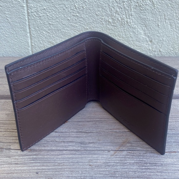 Coach Compact ID Wallet in Signature Men’s Mahogany NWT- F75371 - Picture 7 of 13